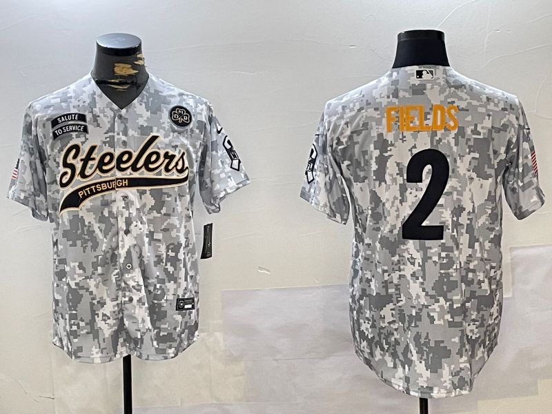 Men Pittsburgh Steelers 2 Fields Nike Arctic Camo 2024 Salute to Service Limited NFL Jersey style 1